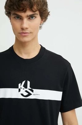 Zdjęcie produktu Karl Lagerfeld Jeans t-shirt bawełniany męski kolor czarny z nadrukiem 245D1701