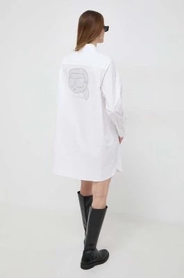 Zdjęcie produktu Karl Lagerfeld koszula bawełniana damska kolor biały relaxed z kołnierzykiem klasycznym