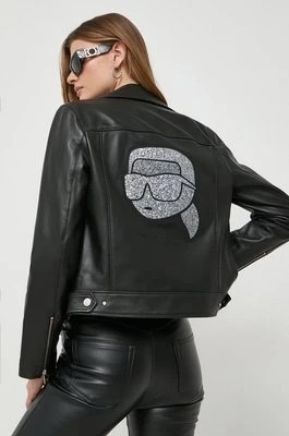 Zdjęcie produktu Karl Lagerfeld ramoneska skórzana damska kolor czarny przejściowa