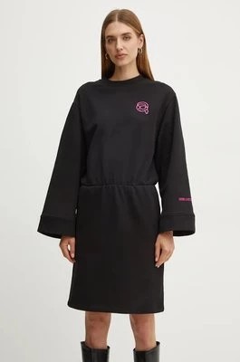 Zdjęcie produktu Karl Lagerfeld sukienka bawełniana kolor czarny mini oversize 246W1311