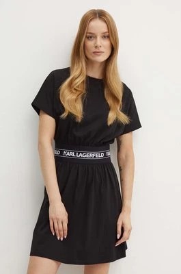 Zdjęcie produktu Karl Lagerfeld sukienka bawełniana kolor czarny mini rozkloszowana 245W1351