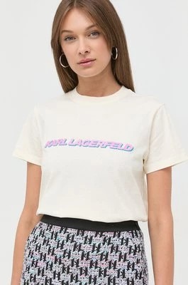 Zdjęcie produktu Karl Lagerfeld t-shirt bawełniany 225W1701 kolor beżowy