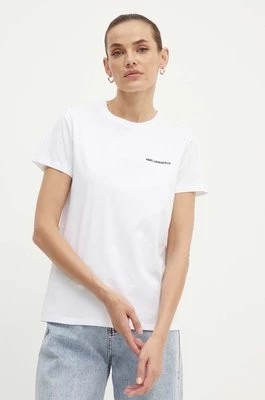 Zdjęcie produktu Karl Lagerfeld t-shirt bawełniany damski kolor biały 245W1714