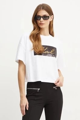 Zdjęcie produktu Karl Lagerfeld t-shirt bawełniany damski kolor biały 246W1708