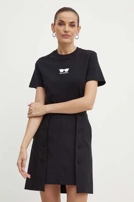 Zdjęcie produktu Karl Lagerfeld t-shirt bawełniany damski kolor czarny 245W1717