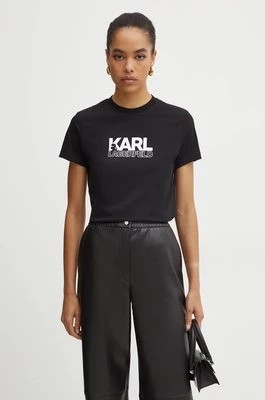 Zdjęcie produktu Karl Lagerfeld t-shirt bawełniany damski kolor czarny 24WW1703