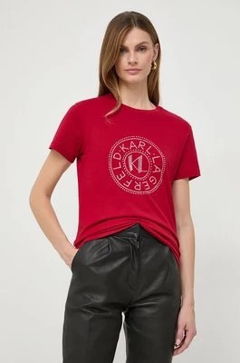 Zdjęcie produktu Karl Lagerfeld t-shirt bawełniany damski kolor czerwony