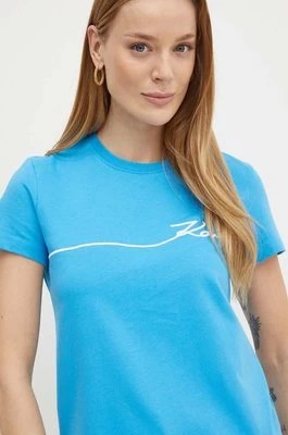 Zdjęcie produktu Karl Lagerfeld t-shirt bawełniany damski kolor niebieski 245W1706