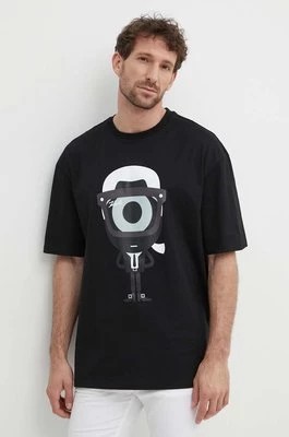 Zdjęcie produktu Karl Lagerfeld t-shirt bawełniany Dour Darcel X Karl męski kolor czarny z nadrukiem 542270.755098