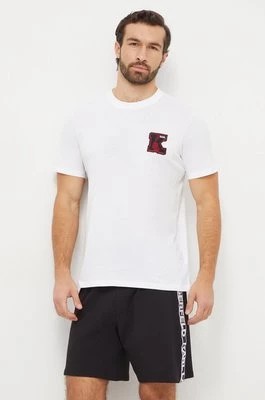 Zdjęcie produktu Karl Lagerfeld t-shirt bawełniany męski kolor biały z aplikacją