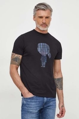Zdjęcie produktu Karl Lagerfeld t-shirt bawełniany męski kolor czarny z nadrukiem