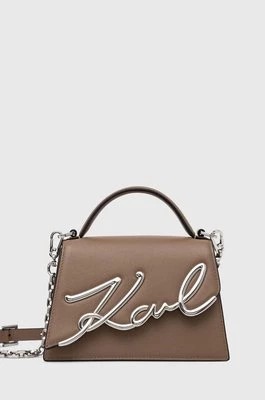 Zdjęcie produktu Karl Lagerfeld torebka skórzana kolor brązowy