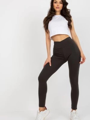 Zdjęcie produktu Khaki bawełniane legginsy basic high waist RELEVANCE