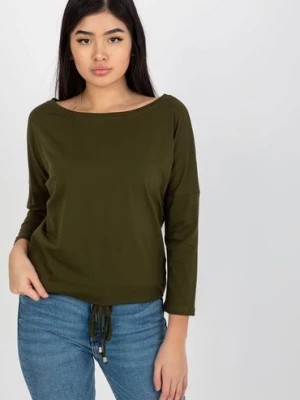 Zdjęcie produktu Khaki damska bluzka basic ze ściągaczem Fiona BASIC FEEL GOOD