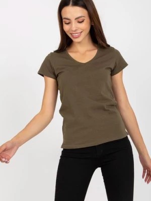 Zdjęcie produktu Khaki gładki t-shirt plus size z bawełny BASIC FEEL GOOD