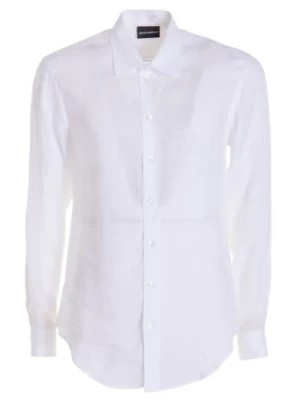Zdjęcie produktu Klasyczna Biała Koszula lniana dla Mężczyzn Emporio Armani
