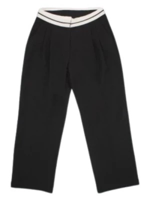 Zdjęcie produktu Klasyczne czarne spodnie z kontrastowym pasem Manila Grace