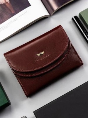 Zdjęcie produktu Klasyczny, skórzany portfel damski na zatrzask — Peterson bordowy
