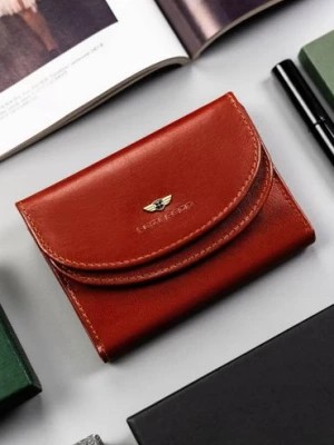 Zdjęcie produktu Klasyczny, skórzany portfel damski na zatrzask — Peterson brązowy