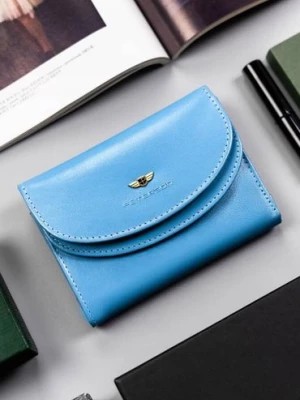 Zdjęcie produktu Klasyczny, skórzany portfel damski na zatrzask — Peterson niebieski