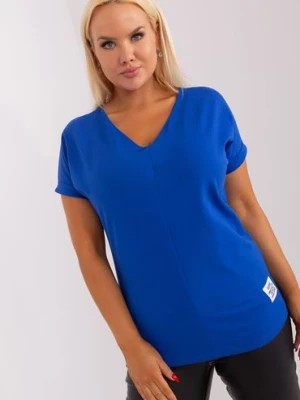 Zdjęcie produktu Kobaltowa bluzka plus size basic z bawełny RELEVANCE