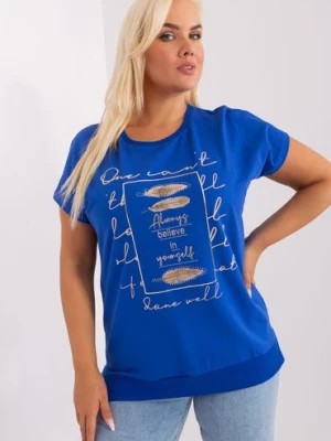 Zdjęcie produktu Kobaltowa bluzka plus size z rozcięciami RELEVANCE