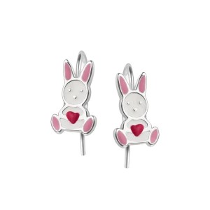Zdjęcie produktu Kolczyki srebrne pokryte kolorową emalią - króliki - Mini Mini - Biżuteria YES