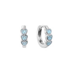 Zdjęcie produktu Kolczyki srebrne pokryte niebieską emalią - serca - Mini Mini - Biżuteria YES