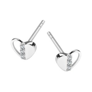Zdjęcie produktu Kolczyki srebrne z cyrkoniami - serca - Mini Mini - Biżuteria YES