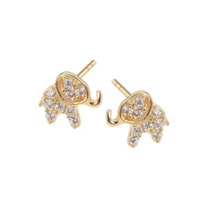 Zdjęcie produktu Kolczyki złote z cyrkoniami - słonie - Mini Mini - Biżuteria YES