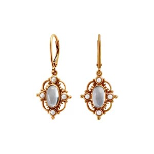 Zdjęcie produktu Kolczyki złote z topazami i perłami - Kolekcja Wiktoriańska Wiktoriańska - Biżuteria YES