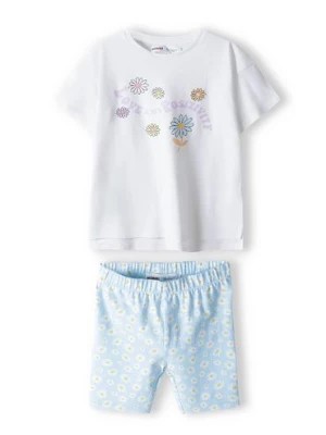 Zdjęcie produktu Komplet dla dziewczynki- t-shirt i krótkie legginsy w kwiatki Minoti