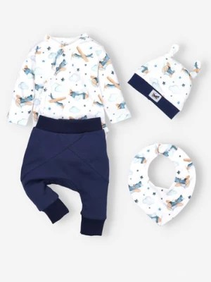 Zdjęcie produktu Komplet niemowlęcy : body, spodnie, czapka, apaszka NINI