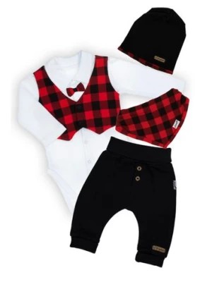 Zdjęcie produktu Komplet niemowlęcy body + spodnie + czapka i apaszka czarny Nicol