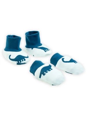 Zdjęcie produktu Komplet niemowlęcy z bawełny- rękawiczki i buciki dinozaury Nicol