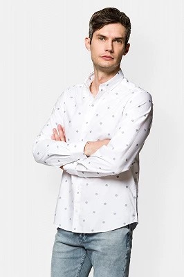 Zdjęcie produktu Koszula Biała Bawełniana we Wzory Raul Lancerto