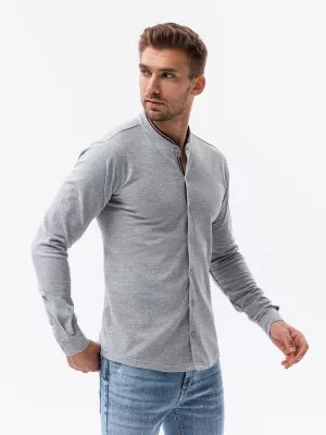 Zdjęcie produktu Koszula męska dzianinowa z długim rękawem - szara V5 K542
 -                                    XL