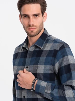 Zdjęcie produktu Koszula męska flanelowa w kratę - niebieska V4 OM-SHCS-0150
 -                                    XXL