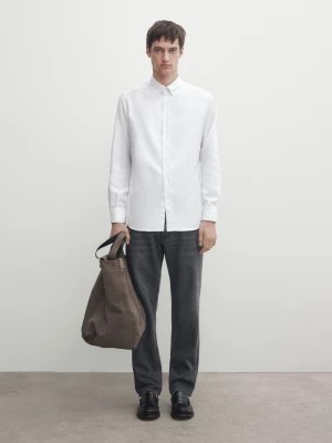 Zdjęcie produktu Koszula O Kroju Regular Z Tkaniny Ottoman Z Fakturą - Biały - - Massimo Dutti - Mężczyzna