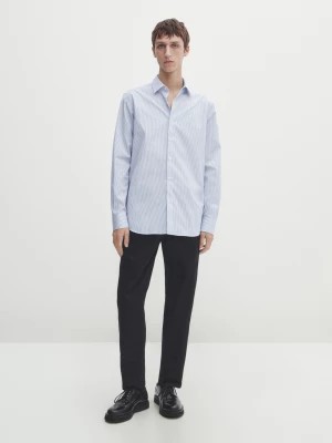 Zdjęcie produktu Koszula O Kroju Slim Z Tkaniny W Paski Łatwej Do Prasowania - Błękitny - - Massimo Dutti - Mężczyzna