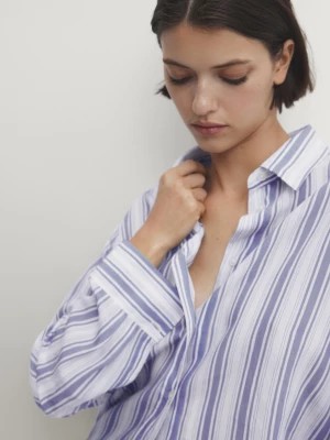 Zdjęcie produktu Koszula Oversize W Paski - Błękitny - - Massimo Dutti - Kobieta