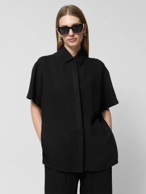 Zdjęcie produktu Koszula oversize z krótkim rękawem z wiskozą damska Outhorn - czarna