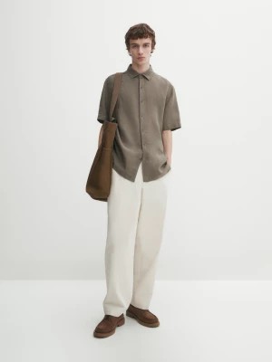 Zdjęcie produktu Koszula Regular Fit Z Krótkim Rękawem Ze 100% Lnu - Zielony - - Massimo Dutti - Mężczyzna