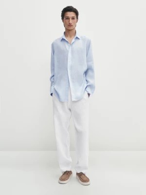 Zdjęcie produktu Koszula Regular Fit Ze 100% Lnu - Niebieski - - Massimo Dutti - Mężczyzna