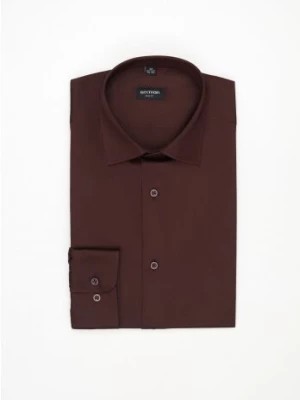 Zdjęcie produktu koszula versone 3229 długi rękaw slim fit bordowa z bawełnianej dzianiny Recman