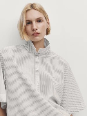 Zdjęcie produktu Koszula W Paski Z Krótkim Rękawem - Biały - - Massimo Dutti - Kobieta