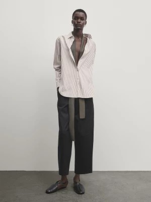 Zdjęcie produktu Koszula W Paski Z Popeliny - Beżowy - - Massimo Dutti - Kobieta