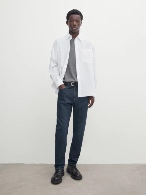 Zdjęcie produktu Koszula Z Popeliny Z Kieszenią O Kroju Regular Fit - Biały - - Massimo Dutti - Mężczyzna
