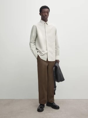 Zdjęcie produktu Koszula Ze Bawełny 100% O Kraciastej Fakturze - Beżowy - - Massimo Dutti - Mężczyzna