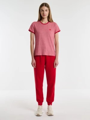 Zdjęcie produktu Koszulka damska z krótkim rękawem z haftem czerwona Anne 603 BIG STAR